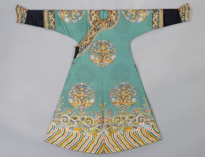 图片[1]-Green yarn embroidered eight regiment Kui Long single robe-China Archive